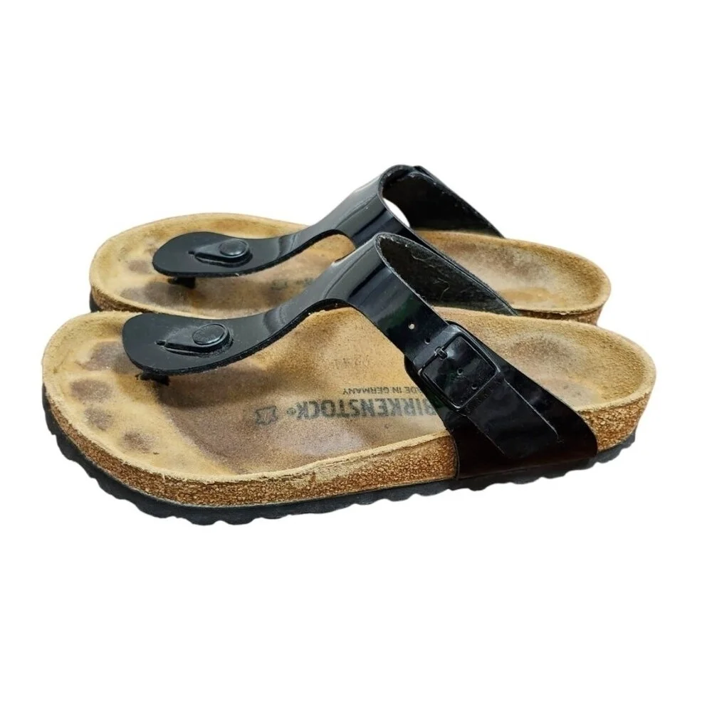 Birkenstock Gizeh Black Patent Sandals Size EU 38/US 7